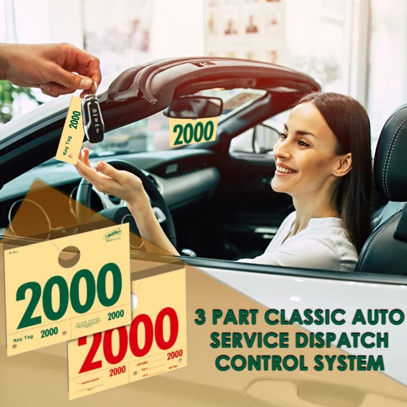 Versa-Tags 1000 Automotive Service Dispatch Numbers Mirror Hang Tags Numbered 2000-2999 RL78 Style Red Green Service Dispatch Numbers Manilla Card Stock with 1.25 Slotted Hang Cutout - Image 3